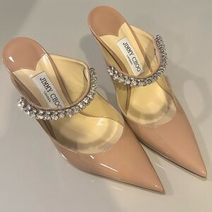 Jimmy Choo Bing Patent Nude 38 New 100 mm